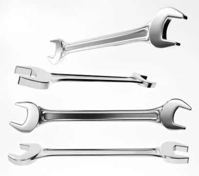 Isolated wrenchs. 3d rendering Foto stock