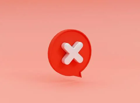 Isolated of wrong icon inside bubble message on red background of cross mark Stock Illustration