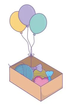 Isolated yarn balls inside box vector design Illustrazione stock