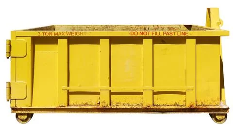 Isolated yellow dumpster Stock-Fotos