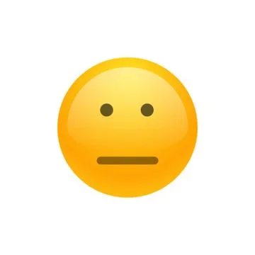 Isolated yellow emoticon expressionless smiley. Pocker-faced. Illustrazione stock