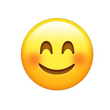 Isolated yellow face with red cheeks and smiling eyes icon Stock Illustration