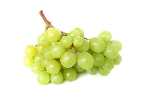 Isolated yellow grape cluster on white background Stock Photos