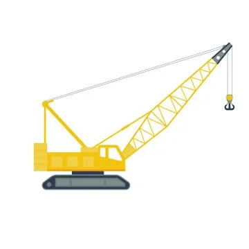 Isolated yellow hoisting crane on white background. Lifting crane Stock Illustration