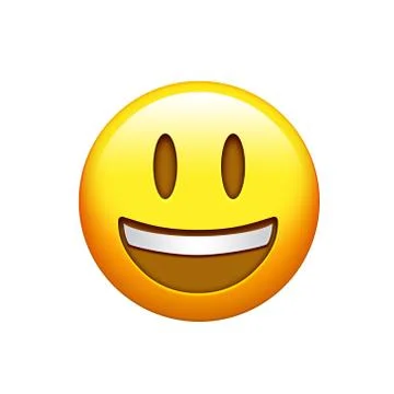 Isolated yellow smiling face with upper white teeth icon Stock Illustration