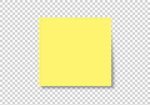 Isolated yellow square sticky post note with shadows on transparent background. Stock Illustration