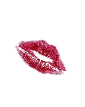 Isolating the imprint of lips on a white background Stock Photos