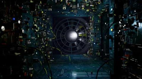Isolation in cosmic depths featuring mechanical and celestial elements Stock Footage 331396548