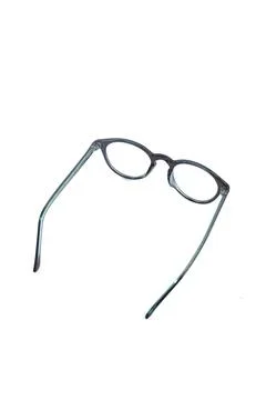 Isolation glasses on white background. black and green combination round eyeg Stock Photos