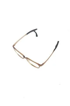 Isolation glasses on white background. brown square eyeglass frame with ear l Stock Photos