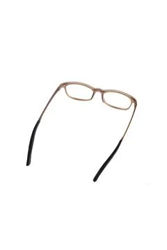 Isolation glasses on white background. brown square eyeglass frame with ear l Stock Photos