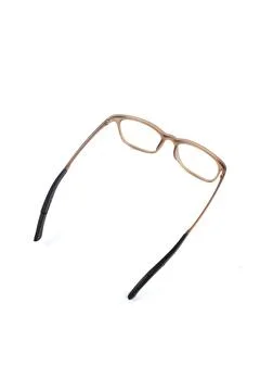 Isolation glasses on white background. doff brown square eyeglass frame. squa Stock Photos