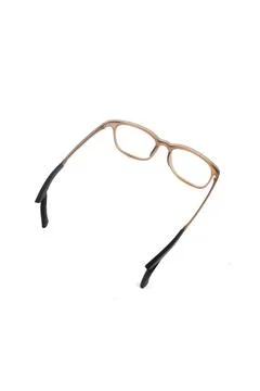 Isolation glasses on white background. doff brown square eyeglass frame. squa Stock Photos