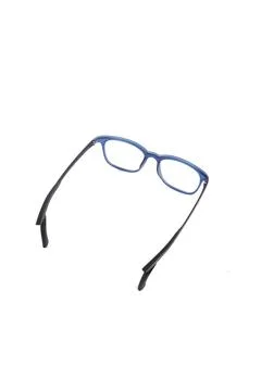 Isolation glasses on white background. doff blue square eyeglass frame. squar Stock Photos