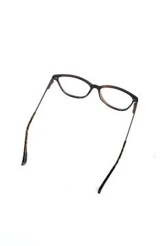 Isolation glasses on white background. leopard color cat eye glasses frames.  Stock Photos