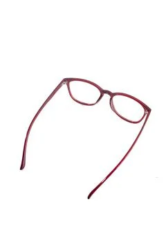 Isolation glasses on white background. red oval eyeglass frames. oval eye gla Stock Photos