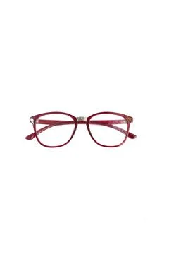 Isolation glasses on white background. red oval eyeglass frames. oval eye gla Stock Photos