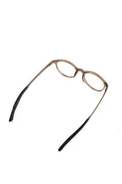 Isolation glasses on white background. round eyeglass frames with glossy brow Stock Photos