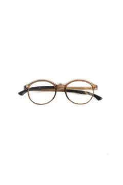 Isolation glasses on white background. round eyeglass frames with glossy brow Stock Photos