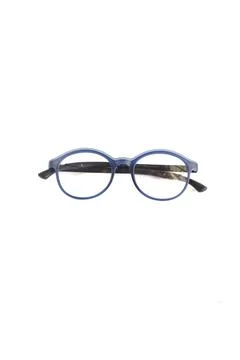 Isolation glasses on white background. Round eyeglass frames with doff blue e Stock Photos