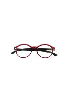Isolation glasses on white background. Round eyeglass frames with red ear loc Stock Photos