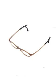 Isolation glasses on white background. round eyeglass frames with doff brown  Stock Photos