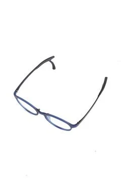 Isolation glasses on white background. Round eyeglass frames with doff blue e Stock Photos