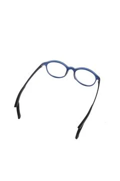 Isolation glasses on white background. Round eyeglass frames with doff blue e Stock Photos