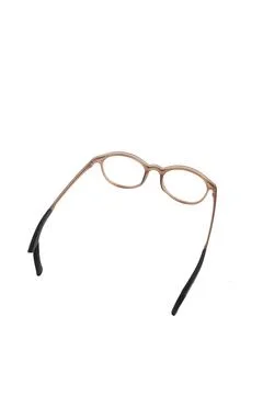 Isolation glasses on white background. round eyeglass frames with doff brown  Stock Photos