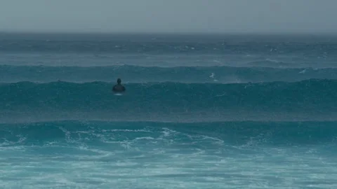 Isolation At Sea Depicted Through Storm And Muted Colors Of Teal 스톡 동영상 333070565