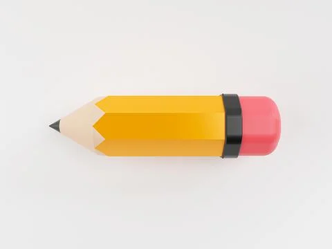 Isolation of Yellow crayon drawing pencil writing on white background for a.. Stock Illustration