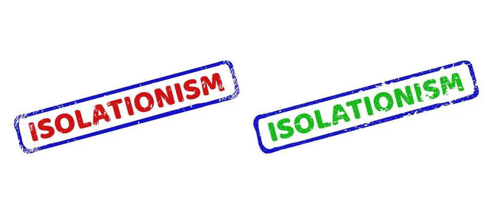 ISOLATIONISM Bicolor Rough Rectangle Watermarks with Scratched Surfaces Stock Illustration
