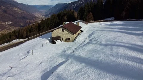 Isoleted stable in the snow Stock Footage 130255728