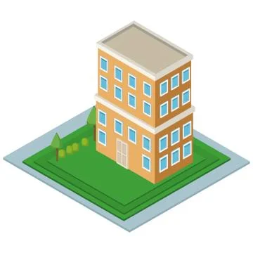 Isolmetric school building Ilustración de archivo