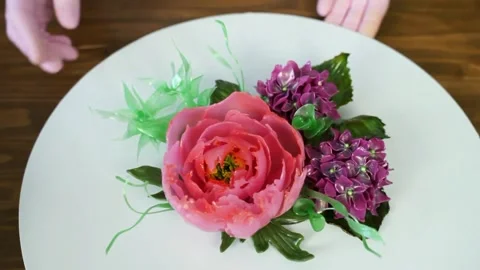 Isomalt flowers Stock Footage 177589196