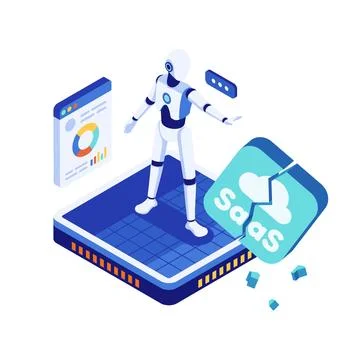 Isometic AI Replacing SaaS Platform Concept Stock Illustration