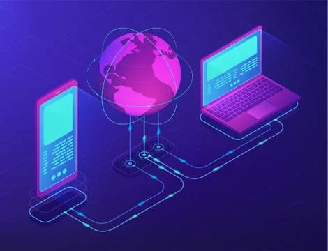 Isometic cloud operation concept Stock Illustration