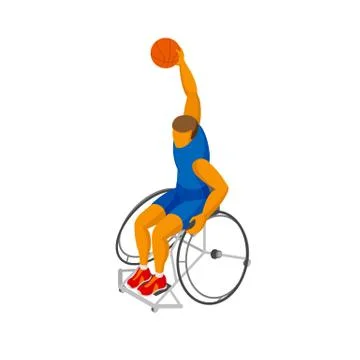 Isometirc 3D physically disabled basketball player Stock Illustration