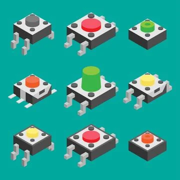 Isometract Electronic Switches buttons vector illustration Stock Illustration