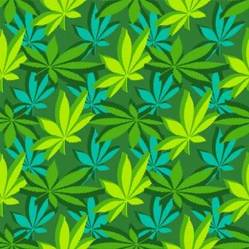 Isometrcic marijuana leafs seamless pattern. Stock Illustration