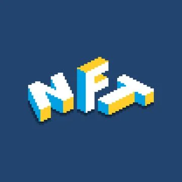  isometric 2D text NFT in the form of scattered letters Stockillustratie