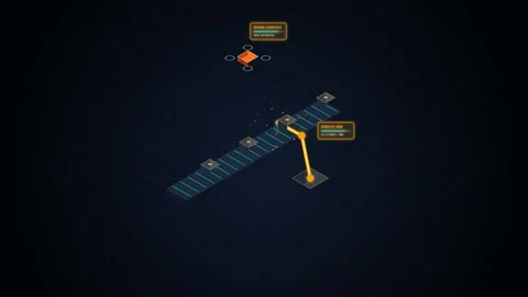 Isometric 3D Animation of Smart Factory Logistics with Robotic Arm and Drone Vídeos de archivo 344353599