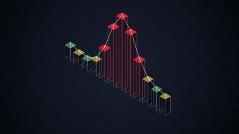 Isometric 3D Bar Chart Graphing Data Analysis, Financial Growth and Decline Stock Footage 348423548
