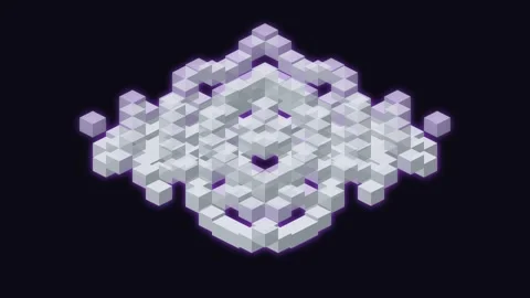 Isometric 3D block grid animation motion graphics background 스톡 동영상 345729470