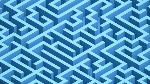Isometric 3d blue maze looping background Video stock 141835631