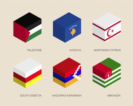 Isometric 3d boxes with flags 스톡 일러스트