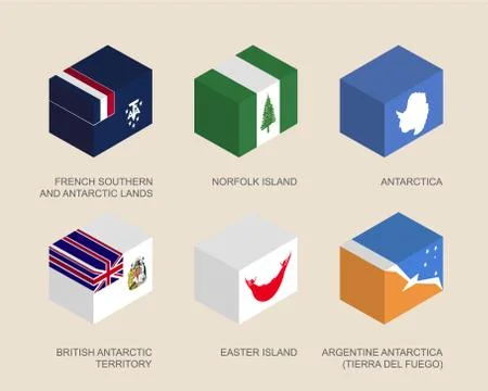 Isometric 3d boxes with flags 스톡 일러스트