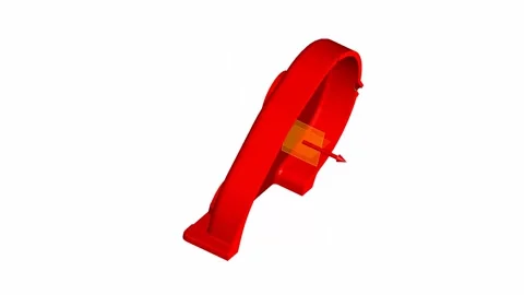Isometric 3D CAD Rendering of a Red Mechanical Component, white background. Stock Footage 335415043