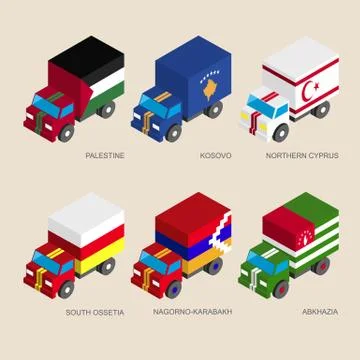Isometric 3d cargo trucks with 스톡 일러스트