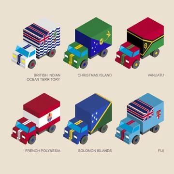 Isometric 3d cargo trucks with Stock Illustration